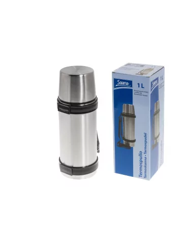 Terästermospullo 1 litra, kahva