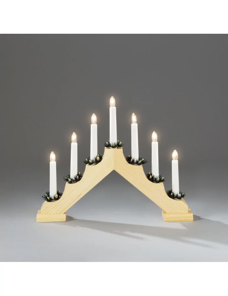 Kynttelikkö puu luonnonvärinen Konstsmide