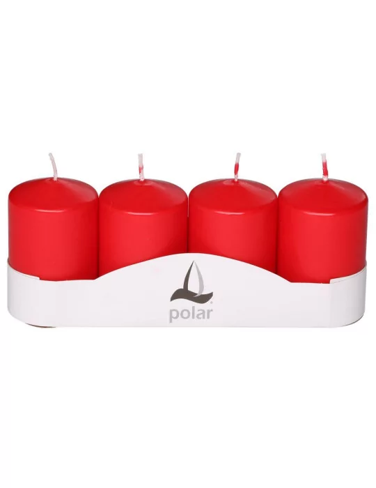 Pöytäkynttilä 5x8 cm 4 kpl punainen Polar